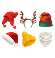 christmas mask santa claus hat knitted 3d vector image vector image
