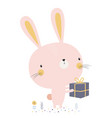 cute bunny with gift vector image
