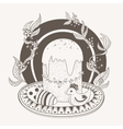 plate with easter cake and painted vector image