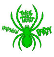 halloween party lettering phrase with spider vector image vector image