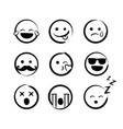 hand drawn ink emojis faces doddle emoticons vector image vector image