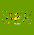 isometric lawn mower infographics vector image vector image