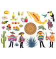 mexican food culture and travel symbol set vector image