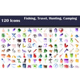 set of 120 icons fishing travel hunting camping vector image