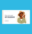 power of silence landing page template woman vector image
