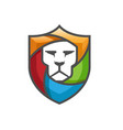 creative abstract colorful lion shield logo vector image