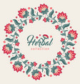 floral round frame jacobean style flowers wreath vector image