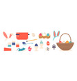 set of easter items rabbit ears headband cooking vector image