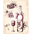 hand drawn vintage wine icons vector image vector image