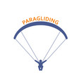 paragliding icon - parachutist front view man vector image vector image