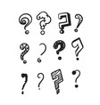 set hand drawn question marks doodle questions vector image vector image