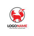 creative fox with circle logo template vector image