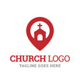 church logo design with location pin vector image vector image