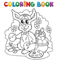 Coloring book easter rabbit theme 7 Royalty Free Vector