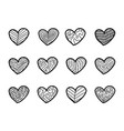 hand drawn hearts on white background vector image