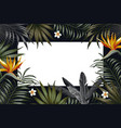 night tropical frame banner flowers leaves vector image