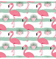 pattern with stripes and flamingos vector image vector image