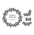 set of sunflowers wreath flower border and floral vector image
