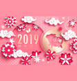 happy chinese new year 2019 year of the pig paper vector image vector image