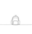 single one line drawing school bag vector image vector image