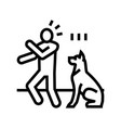 dog barking person accident line icon vector image