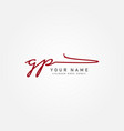 initial letter gp logo - hand drawn signature vector image