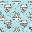 cute cow bathing in bath flipped over seamless vector image