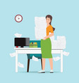 busy business woman holding office paper vector image