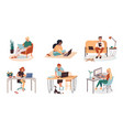 collection man and woman at home work or job vector image vector image