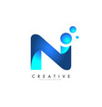 n letter logo design with 3d and ribbon effect vector image
