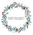 happy holidays christmas vintage round wreath vector image