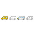 set icon of minibus transport linear style vector image