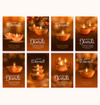 diwali festival light banners with diya lamps vector image vector image