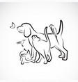 group pets - dog cat parrot rabbit butterfly vector image vector image
