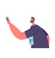 male character holding dictaphone journalist vector image