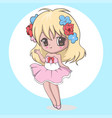 cute kawaii little girl waving vector image
