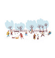 crowd people enjoying winter outdoors activity vector image vector image