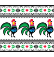 seamless polish folk art pattern with roosters vector image vector image