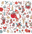 merry christmas hand drawn doodle seamless pattern vector image