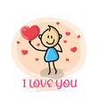 doodle cartoon figure i love you vector image vector image