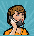 beautiful girl talking on phone retro comic pop vector image vector image