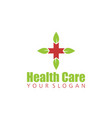 health care with leaf logo icon template vector image vector image