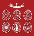easter eggs set white ornamental eggs for laser vector image vector image