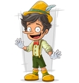 cartoon young pinocchio with big boots and hat vector image