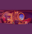 pirate captain ship cabin wooden room interior vector image