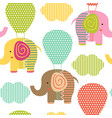 seamless pattern with elephant on air balloon vector image