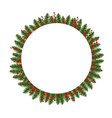 christmas fir tree banner with holly berry white vector image