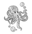 sea animal isolated octopus with air bubbles vector image vector image