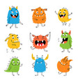 colorful cartoon cute funny monsters vector image vector image