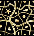 golden chains and seashell check seamless pattern vector image